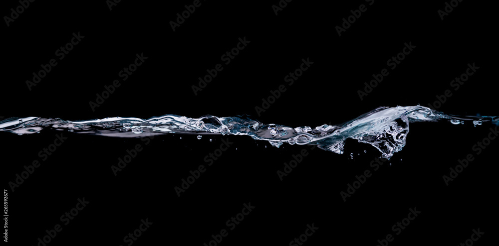 water on dark, water isolated black background