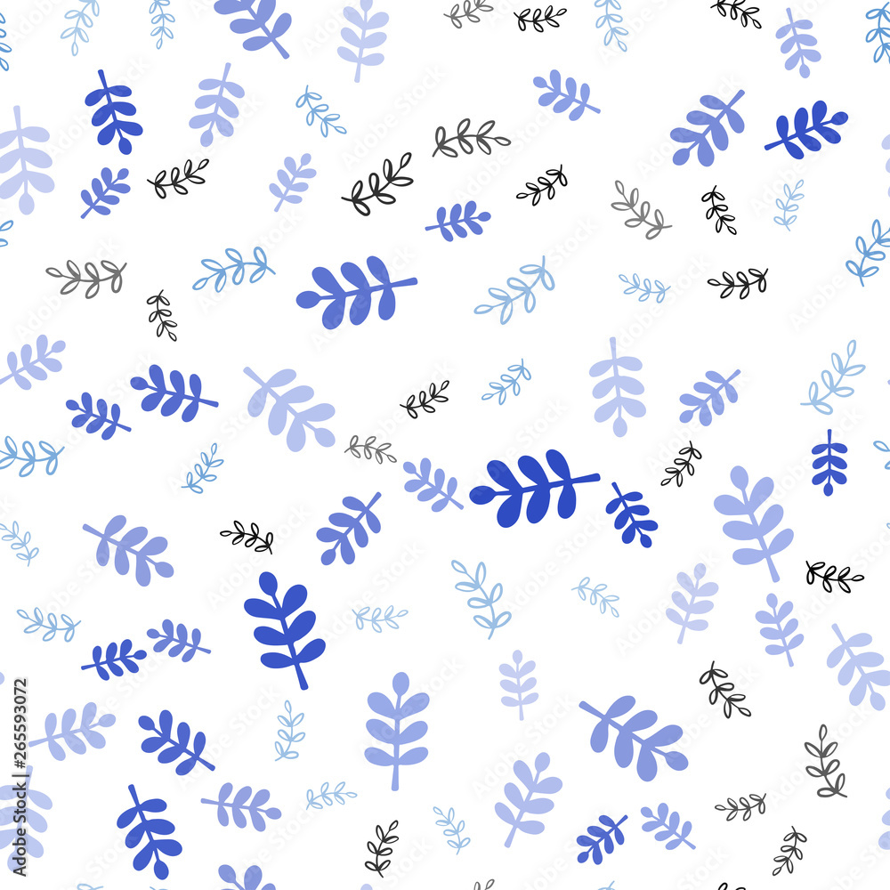Naklejka premium Light Pink, Blue vector seamless doodle background with leaves, branches.