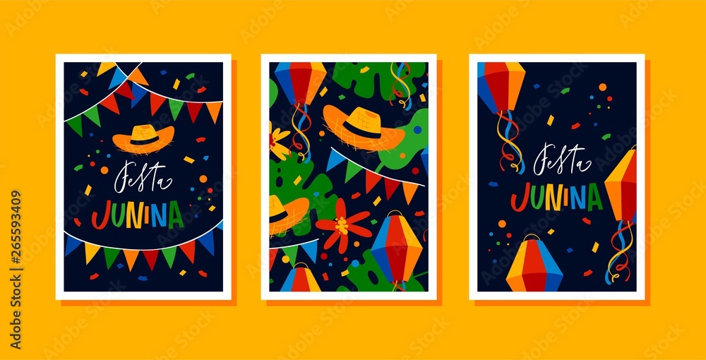 Festa Junina Brazil June Festival. Brazil June festival design templates for greeting card, invitation or holiday poster.