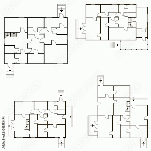 Architectural blueprint in top view background. Vector technical project background illustration