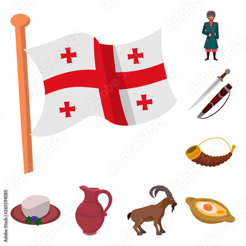 Vector illustration of Caucasus and traditions sign. Collection of Caucasus and attributes stock vector illustration.