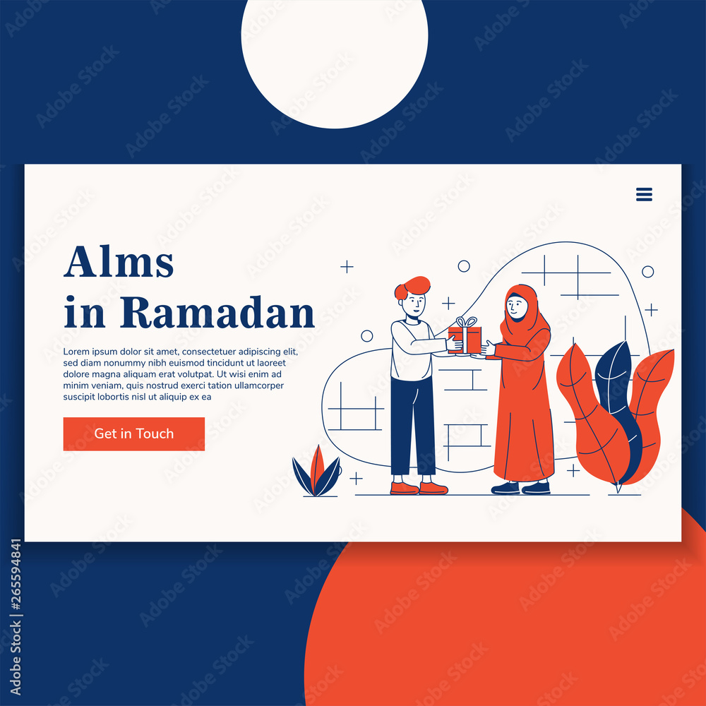 Alms in Ramadan Landing Page Illustration Alms in Ramadan Landing Page Illustration