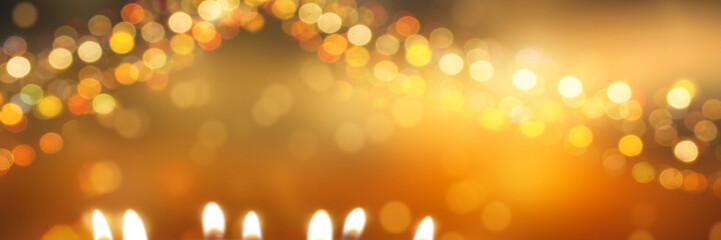 festlicher goldener hintergrund mit abstraktem festzelt und unscharfen lichtern, konzept für feiertage mit präsentationsfläche