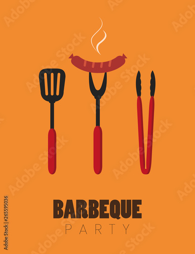 bbq party barbecue cutlery with sausages vector illustration EPS10