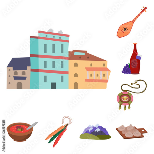 Isolated object of Caucasus and traditions icon. Collection of Caucasus and attributes vector icon for stock.
