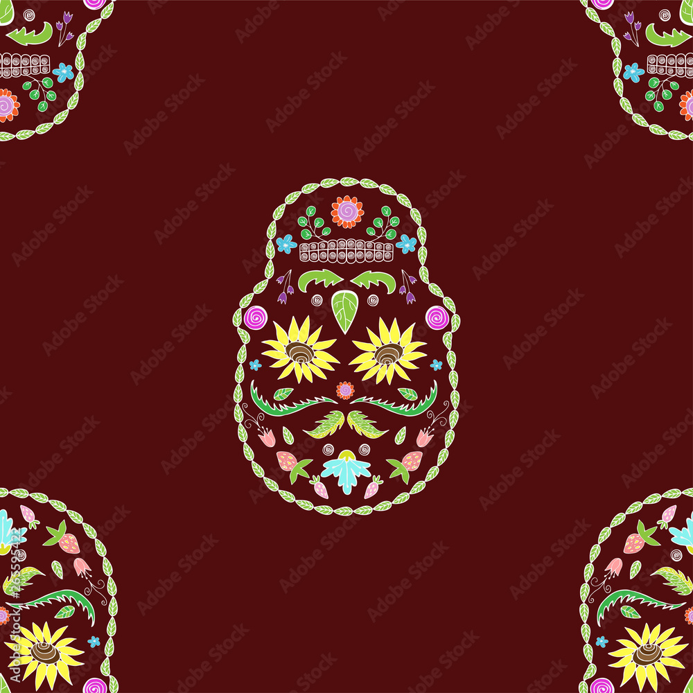 Seamless texture of skulls flower vector image Seamless texture of skulls flower vector image