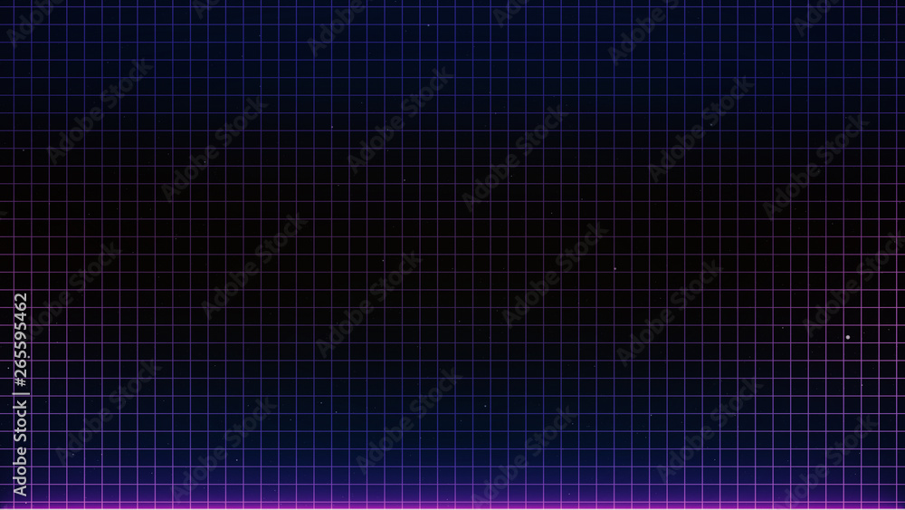 Retro Sci-Fi Background Futuristic landscape of the 80`s. Digital Cyber Surface. Suitable for design in the style of the 1980`s