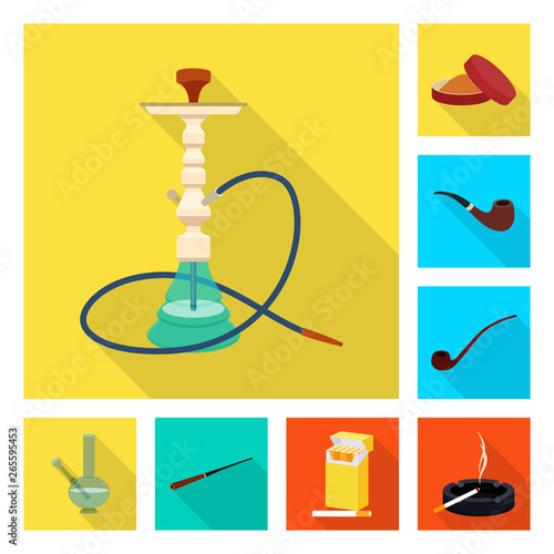 Vector illustration of smoke and statistics logo. Collection of smoke and stop stock symbol for web.