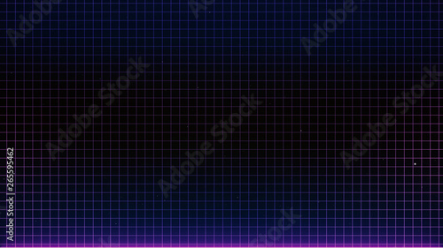 Obraz na płótnie Retro Sci-Fi Background Futuristic landscape of the 80`s. Digital Cyber Surface. Suitable for design in the style of the 1980`s w salonie