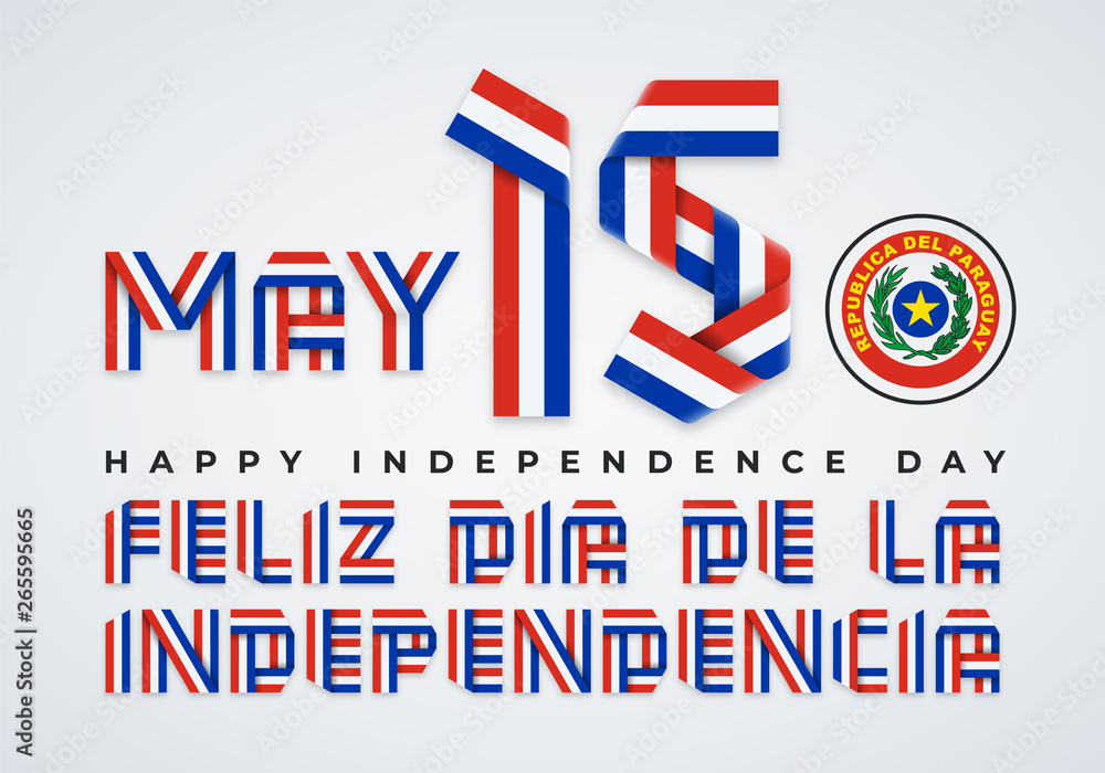 15 May, Paraguay Independence Day congratulatory design with Paraguayan flag colors. Vector illustration. 15 May, Paraguay Independence Day congratulatory design with Paraguayan flag colors. Vector illustration.