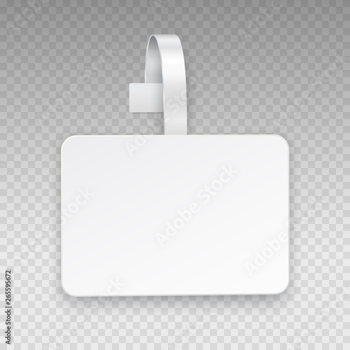 Sales point tag mock up. White empty rounded supermarket wobbler isolated on transparent background. Vector shelf plastic price banner or label template.