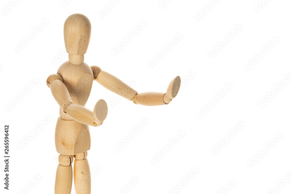 Wooden Figure Making Stop Gesture with Her Hand Wooden Figure Making Stop Gesture with Her Hand