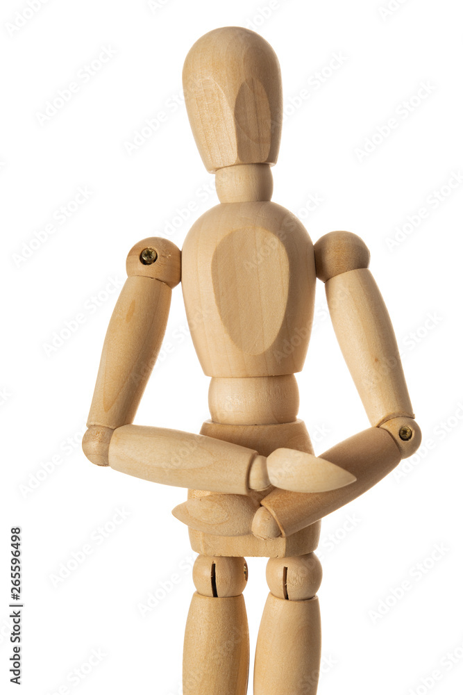 Wooden Figure Stand Isolated on White Background Wooden Figure Stand Isolated on White Background