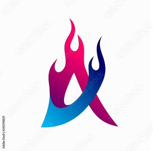 Letter A logo that forms fire