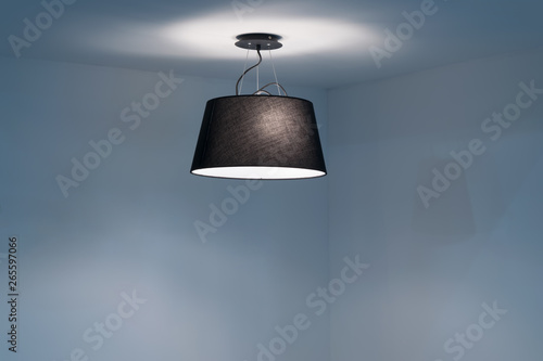 Modern Ceiling lamp hanging in the empty room.