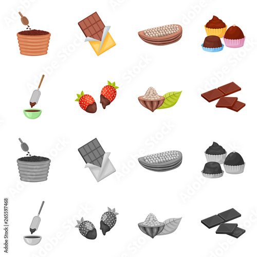 Isolated object of food and yummy symbol. Collection of food and brown   stock symbol for web.