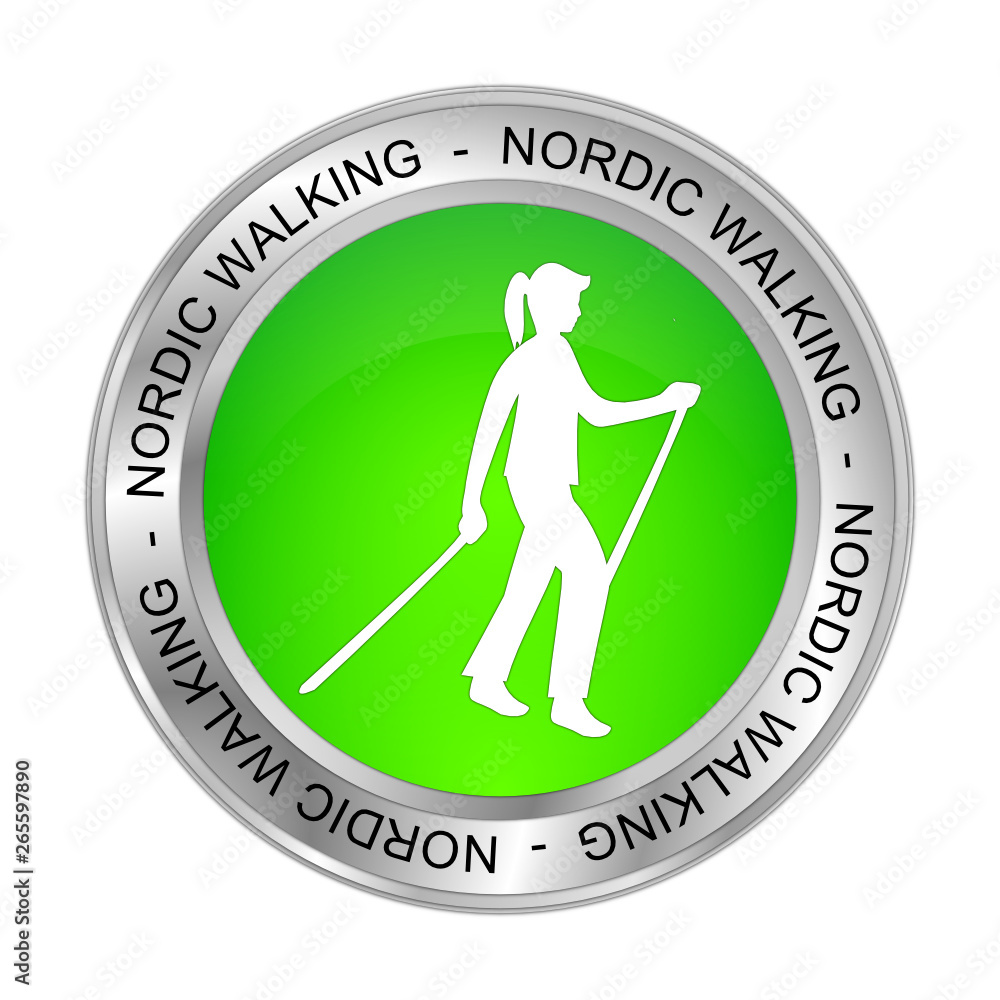 Nordic Walking Button - 3D illustration Nordic Walking Button - 3D illustration