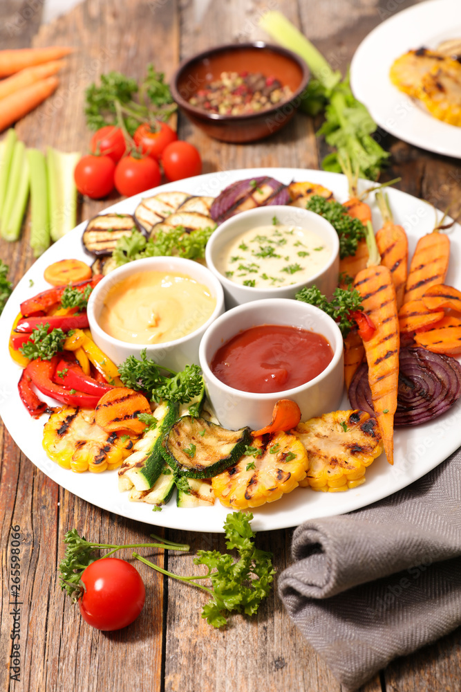 grilled vegetable and sauce for summer party grilled vegetable and sauce for summer party