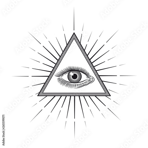 Eye of providence vintage engraving style vector illustration