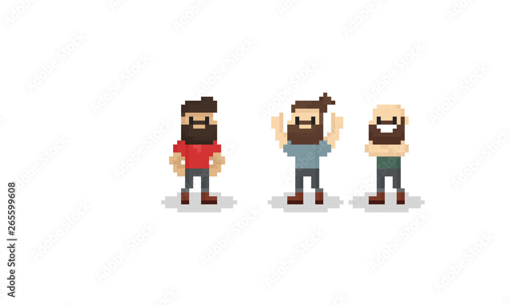 Pixel bearded man character.8bit.