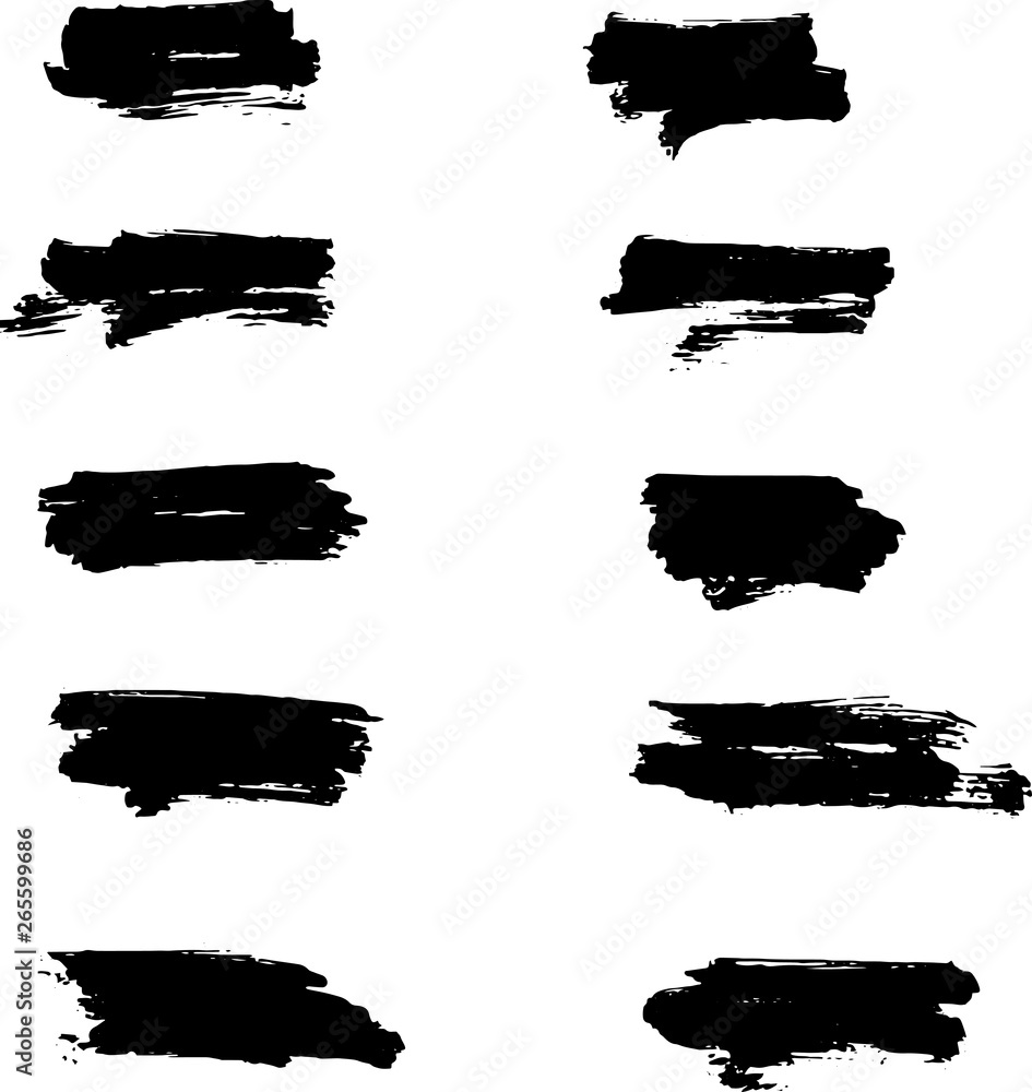 Vector black paint, ink brush stroke, brush, line or texture. Dirty artistic design element, box, frame or background for text. Vector black paint, ink brush stroke, brush, line or texture. Dirty artistic design element, box, frame or background for text.