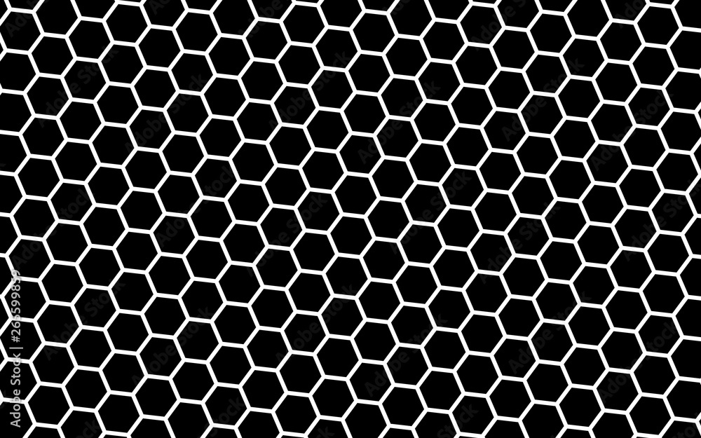 White honeycomb on a black background. Isometric geometry. 3D illustration White honeycomb on a black background. Isometric geometry. 3D illustration