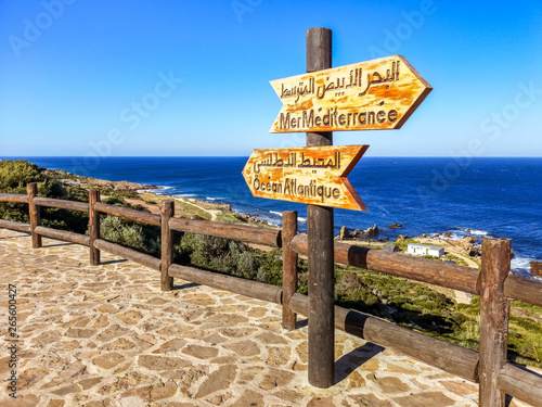 Junction between Atlantic Ocean and Mediterranean sea near Tangier, Morocco