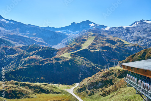 Mountain Range with glaciers in the Alps of Tux between Austria and Italy in Europe