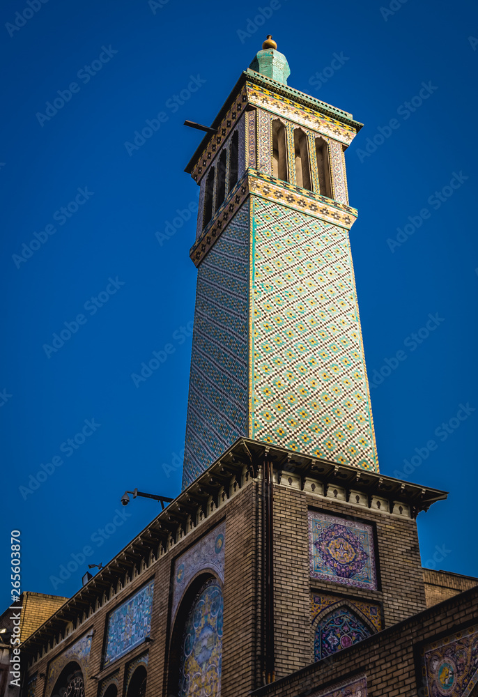 Windcatcher of Wind Tower Building, one of the buildings of famous Golestan Palace royal complex in Tehran, Iran