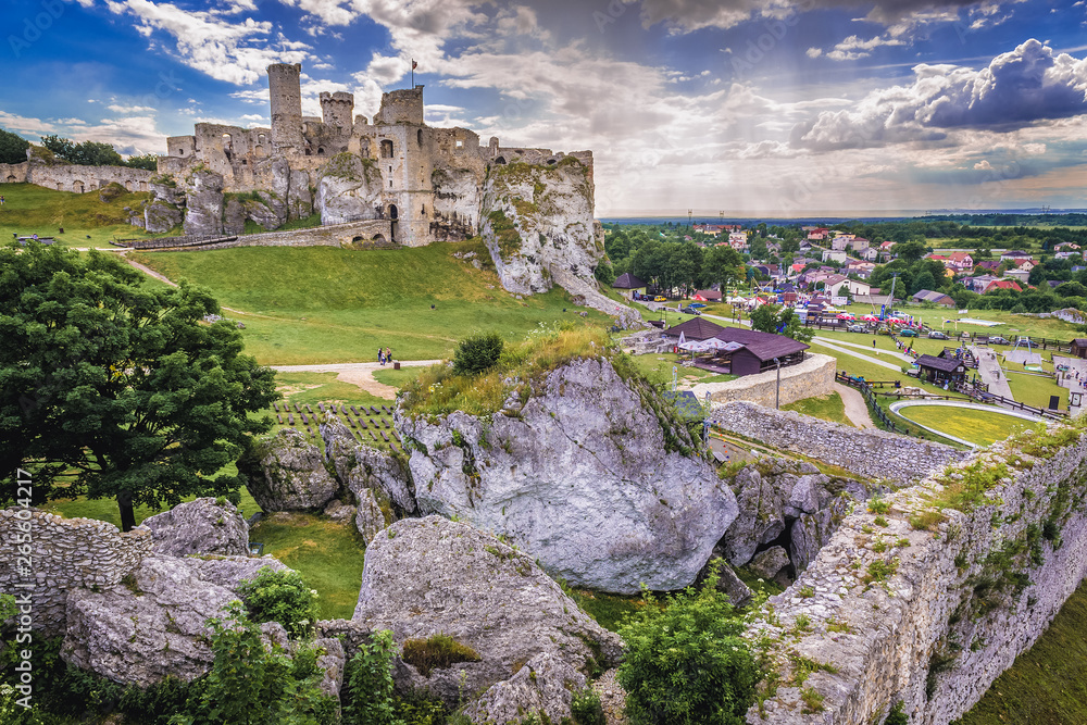 Famous Ogrodzieniec Castle in Podzamcze village, one of the chain of 25 medieval castles called Eagles Nests Trail, Poland