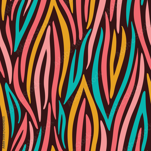 Fototapet Colorful Abstract Hand Drawn Wavy Vector Seamless Pattern