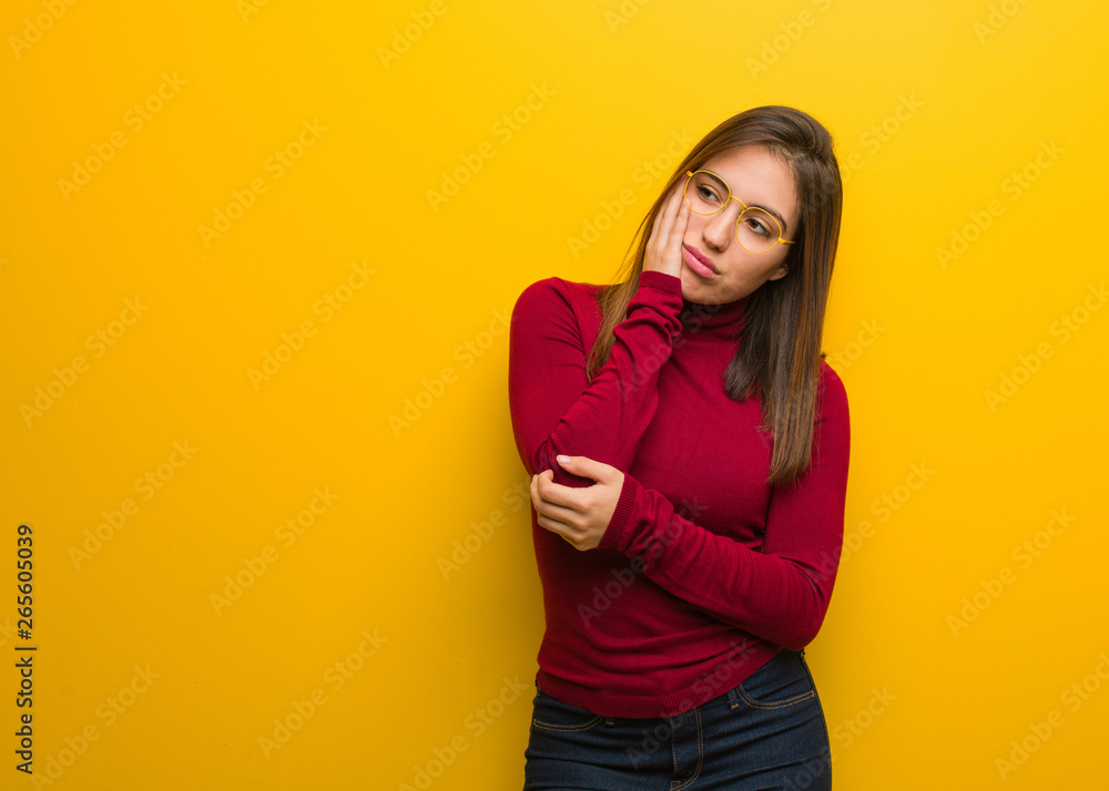 Young intellectual woman tired and very sleepy Young intellectual woman tired and very sleepy