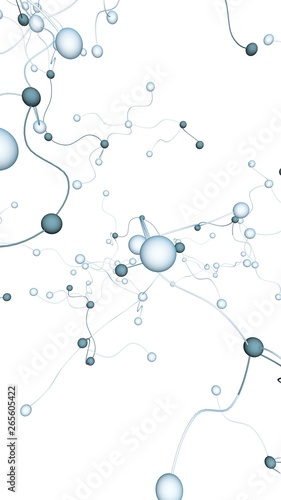 Neural network. Social network. Futuristic dna  deoxyribonucleic acid. Abstract molecule  cell illustration  mycelium. White background. 3D illustration