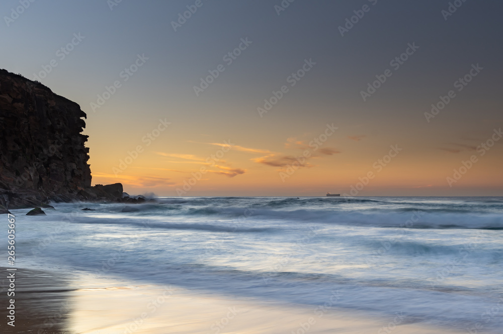 Coastal Sunrise Seascape and Redhead Bluff