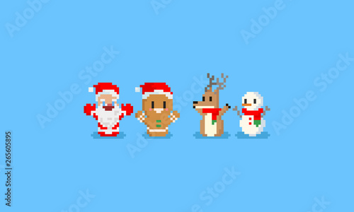 Pixel Christmas rocking dolls.8bit character.