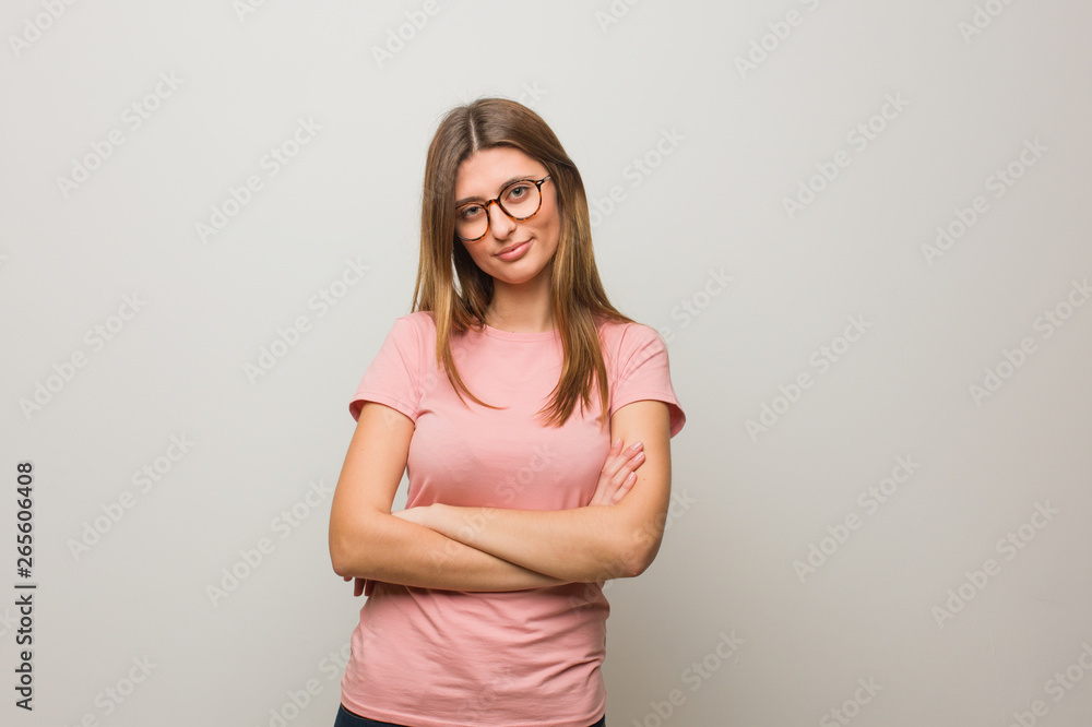 Young russian natural girl crossing arms relaxed Young russian natural girl crossing arms relaxed