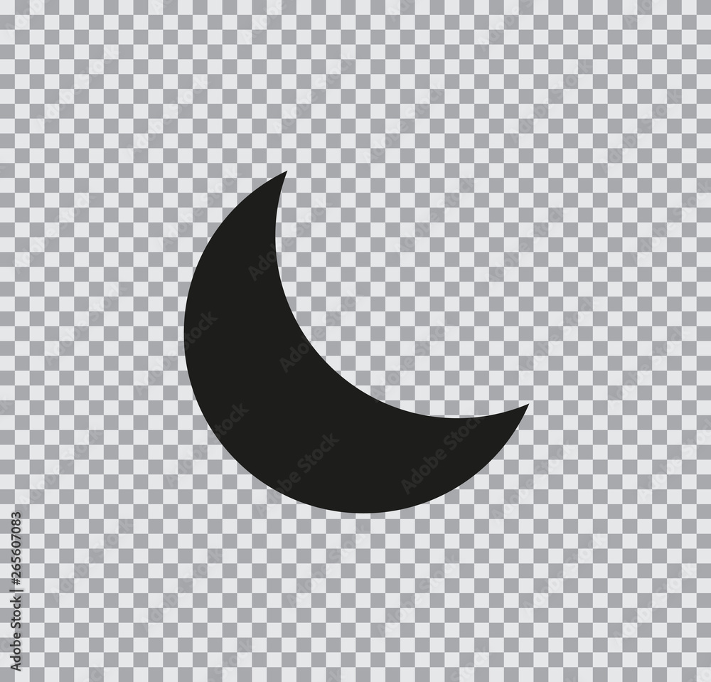 Vector flat icon of moon black on transparent background Vector flat icon of moon black on transparent background
