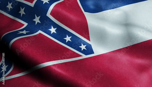 State of Mississippi Waving Flag in 3D