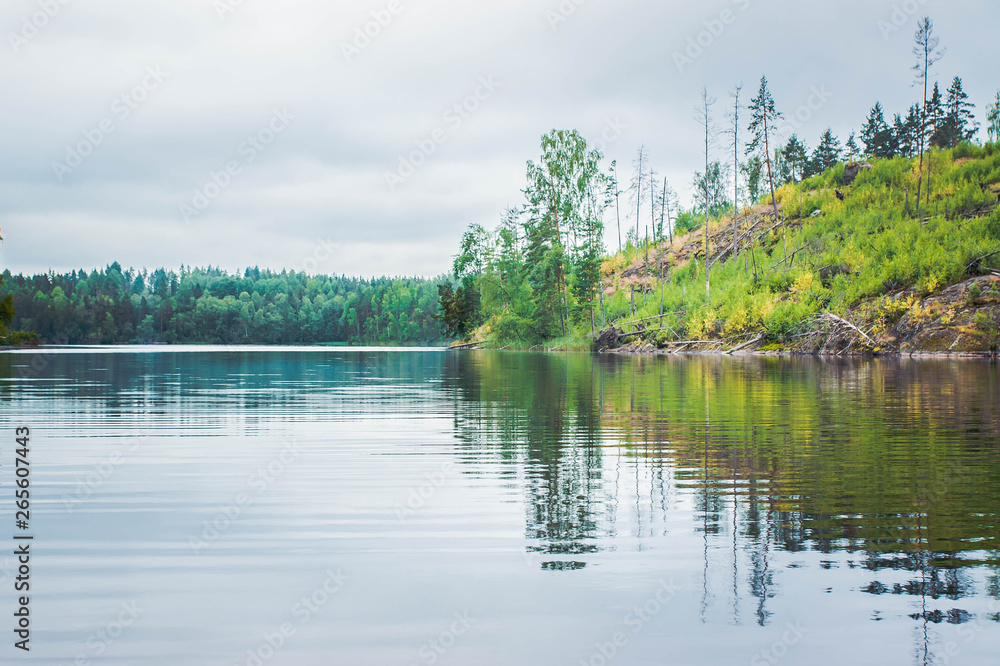 Obraz premium landscape with Karelian lake and shore