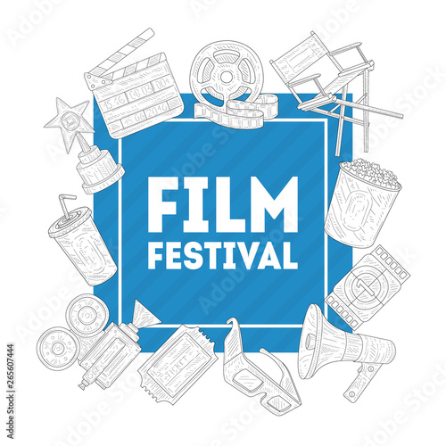 Film Festival Banner Template, inematography Industry Production, Advertising for Cinema Show Vector Illustration photo