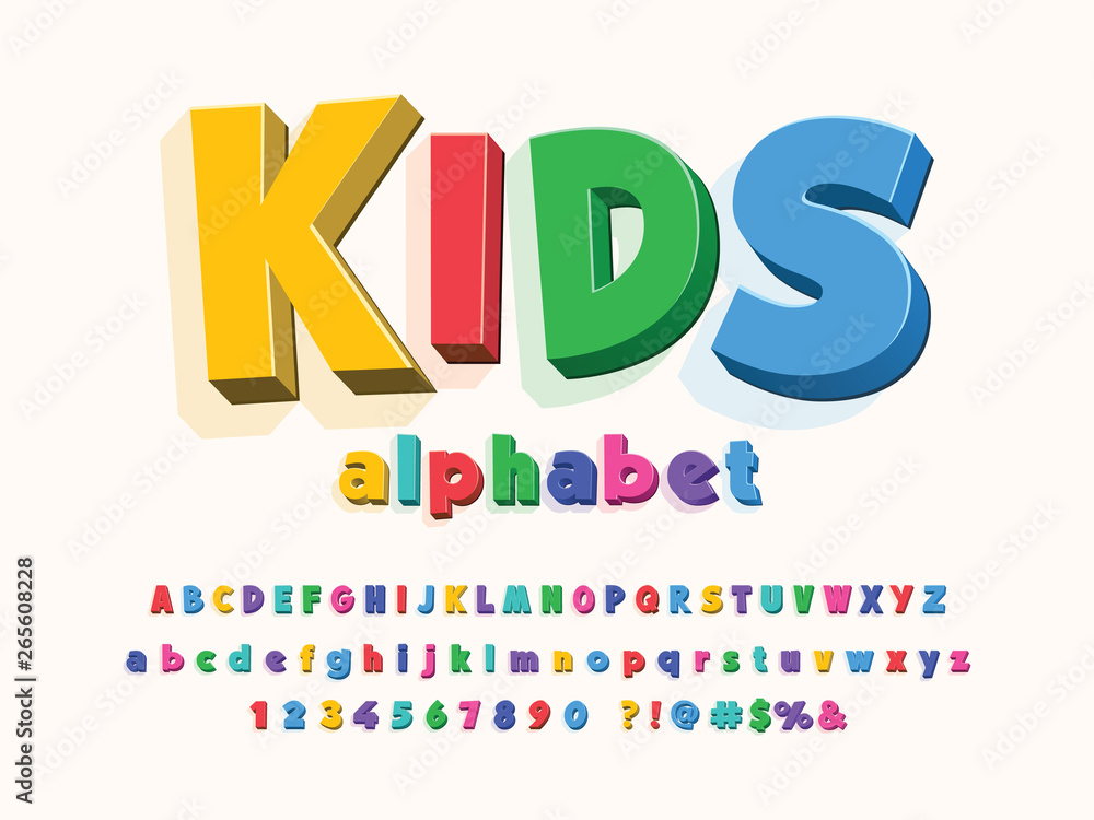 Colorful stylized kids alphabet design Stock Vector | Adobe Stock