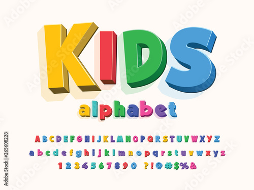 Colorful stylized kids alphabet design