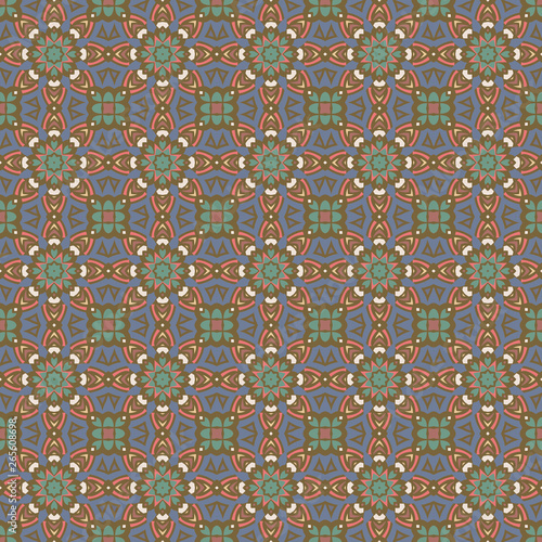 Seamless geometric floral pattern, fabric repeating texture. Vector retro seamless pattern. Ideal for printing on fabric or paper