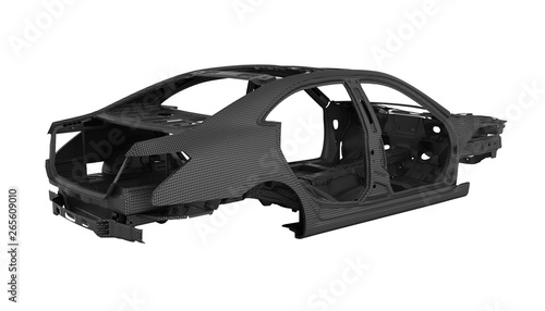 Carbon body car isolated on white background 3d illustration without shadow