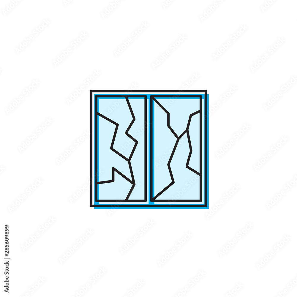 broken window vector icon concept design isolated on white background broken window vector icon concept design isolated on white background