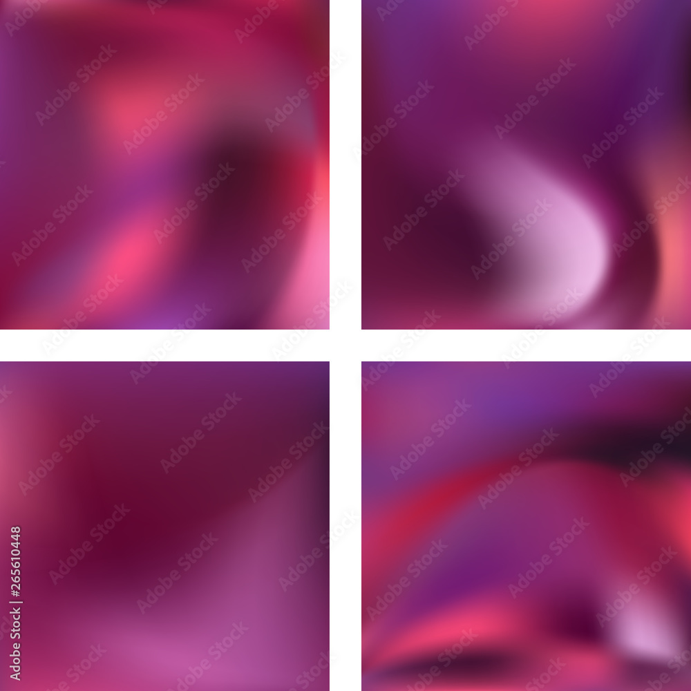 Set with pink abstract blurred backgrounds. Vector illustration. Modern geometrical backdrop. Abstract template.
