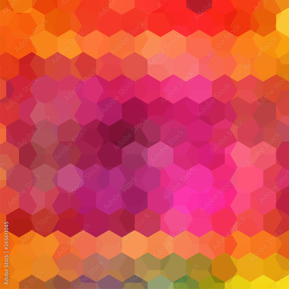 Geometric pattern, vector background with hexagons in pink, orange tones. Illustration pattern