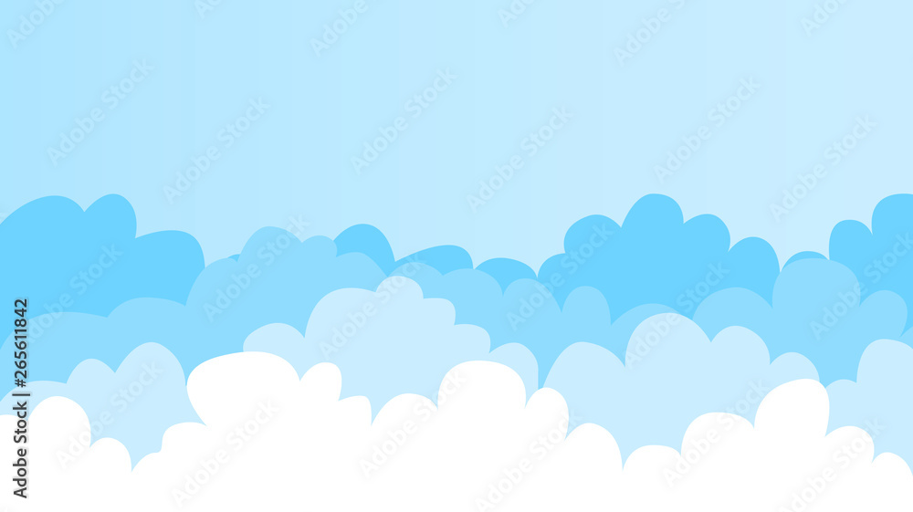 Cloudy background. Banner with blue sky and cartoon clouds