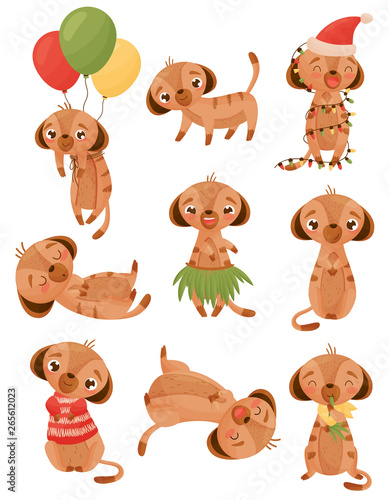 Set of images of humanized gophers. Vector illustration on white background.