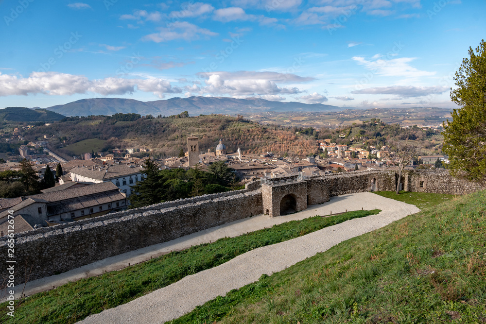 View of the Spoleto  from Rocca Albornoziana,  Umbria